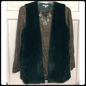 Green Faux Fur Vest Sz S